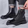High Quality Men White Boots 2024 Fashion Zip Design Men's Leather Boot  Anti-slip Lace-up Man Platform Boots Botas Para Hombre