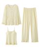 PHOLEEY Pajama Set with Cardigan for Spring and Cute and Stylish for with Chest Pads Women's 3-Piece Autumn, Adults,