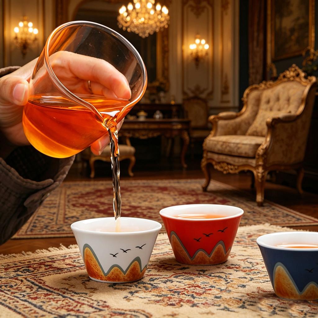 Guochao merchandise ceramic tea cup Qianli Jiangshan master cup gift box set Kung Fu tea set tea cup with hand gift