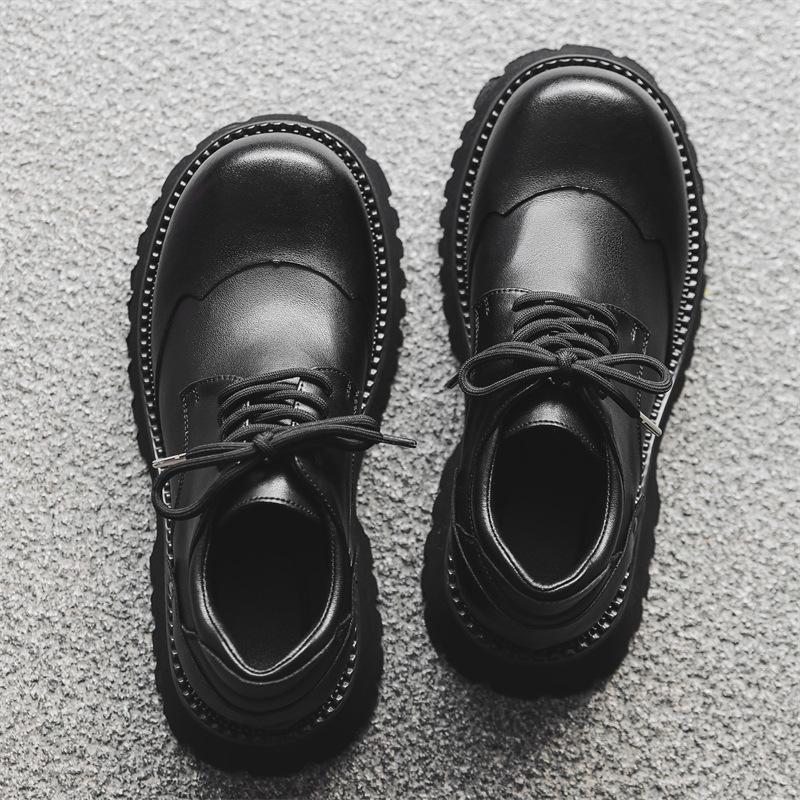 Туфли дерби Big Head Head мужские на толстой подошве с высоким голенищем черные кожаные туфли в британском стиле 66689-J