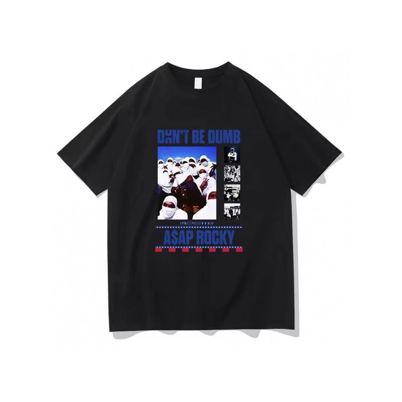 Asap Rocky Не Будь Глупым Мужская Одежда Футболка Мужская Новинка Топы и Футболки С Коротким Рукавом Круглый Вырез С Принтом Пуловер Футболки