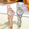 Quartz Watch Round Women Rhinestone Bracelet Wristwatch