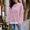 Women's Autumn Loose Casual Long Sleeve Striped Plus Size Sweatshirt