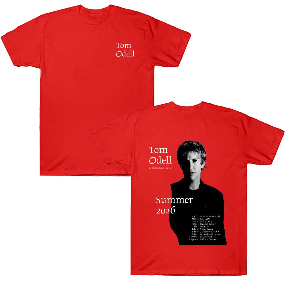 Tom Odell Tour 2026 T Shirts 100%Cotton Short Sleeve Male Tshirt O-neck Print T Shirt His Band Present The Wonderful Life Tee Unisex funny shirts