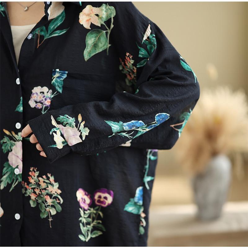 DIMANAF 2025 Женская рубашка больших размеров Весна Лето Рубашка с длинным рукавом Блузка Пуговицы Модные топы Футболки Свободный принт Новая блузка