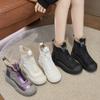 2024 зимняя обувь женские зимние сапоги из натуральной кожи нескользящие увеличивающие рост 4,5 см теплые женские ботильоны черные белые D182