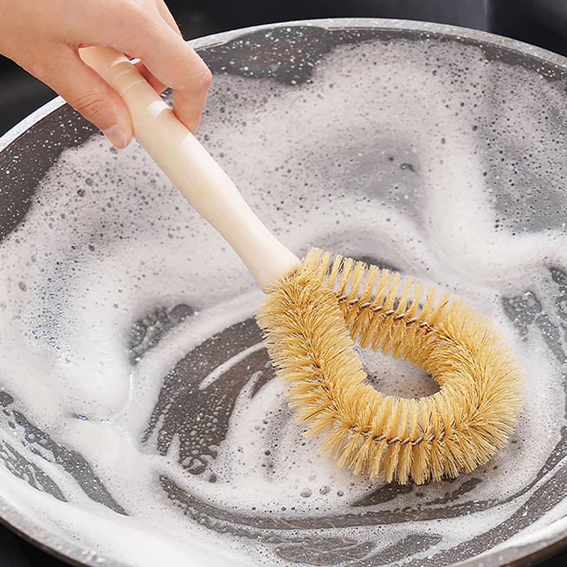 Multifunctional Kitchen Pot Brush Wooden Handle Pan Cleaning Brush Nonstick Pan Cleaner Dishwash Brush Kitchen Tools