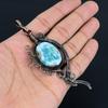 Amazing Larimar Gemstone Copper Wire Wrap Handmade Jewelry Pendant For Her