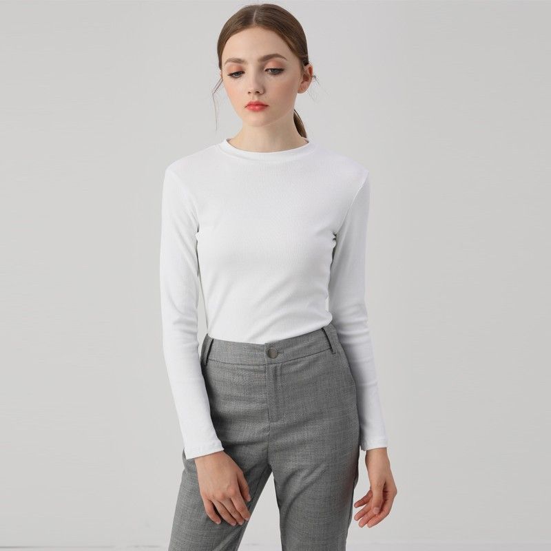Base Shirt Women's Autumn Clothing Fashionable New Fashion 2025 Long Sleeves Base Shirt Pure Cotton Slim Looking T-shirt Round Neck Tops Tide