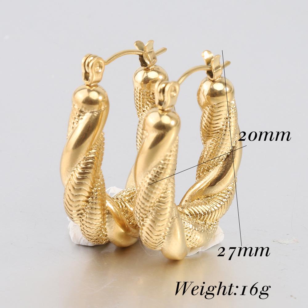 Новые асимметричные витые змеиные цепи, двухслойные, 14K золото, модные серьги из нержавеющей стали