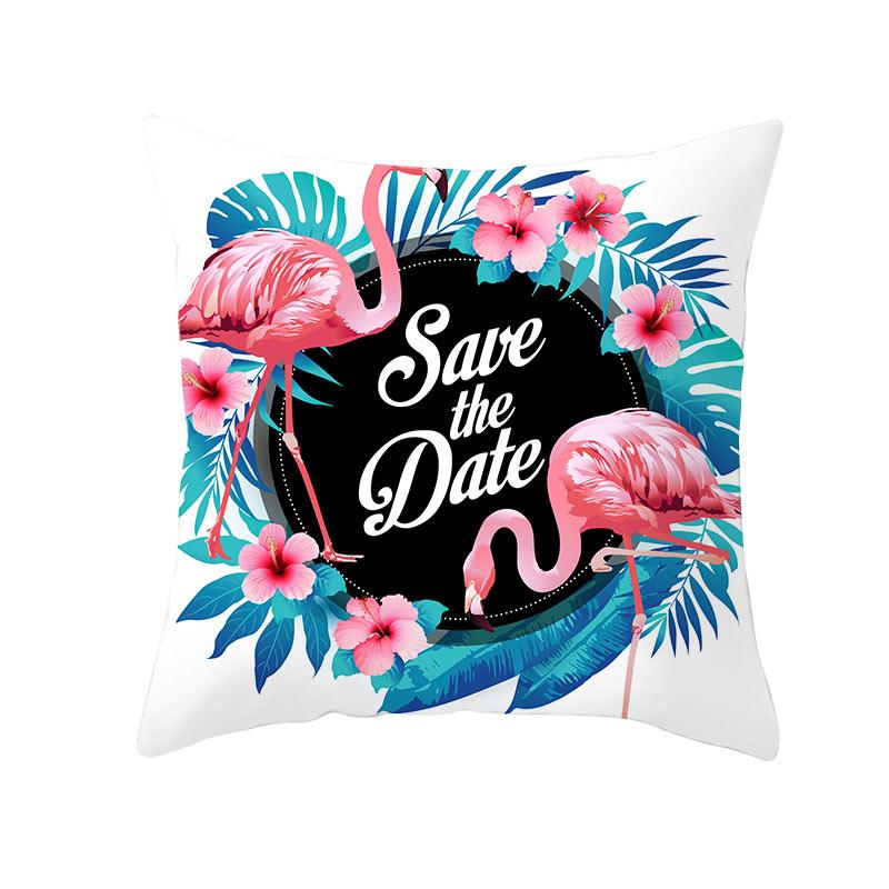 Summer Tropical Plant Flamingo Decorative Pillowcase Green Leaf Pillowcase Flamingo Pillowcase