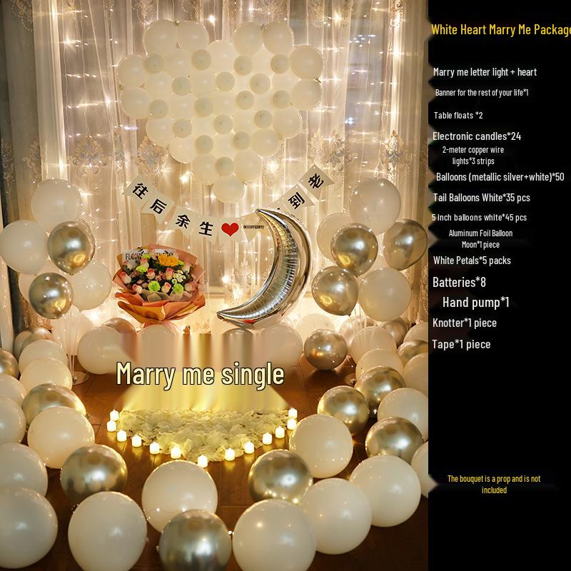 Romantic Surprise Proposal Scene: Creative Letter Lights & Indoor Decoration for Qixi Valentine's Day