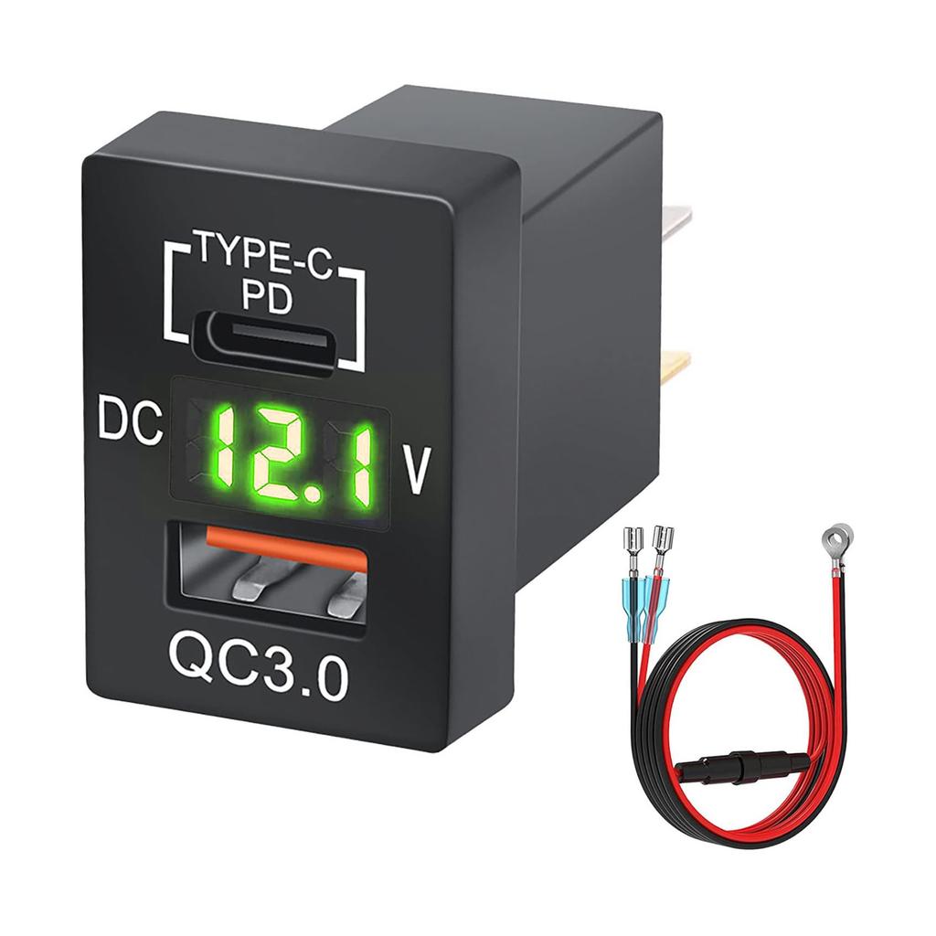 12/24 В Quick Charge 3.0 и PD USB C автомобильное зарядное гнездо адаптер питания с цифровым светодиодным вольтметром для транспортных средств