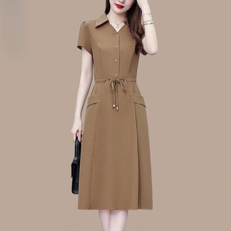 Модное летнее платье для мам, свободного кроя, с завязками на талии, элегантное и стройнящее для женщин среднего возраста