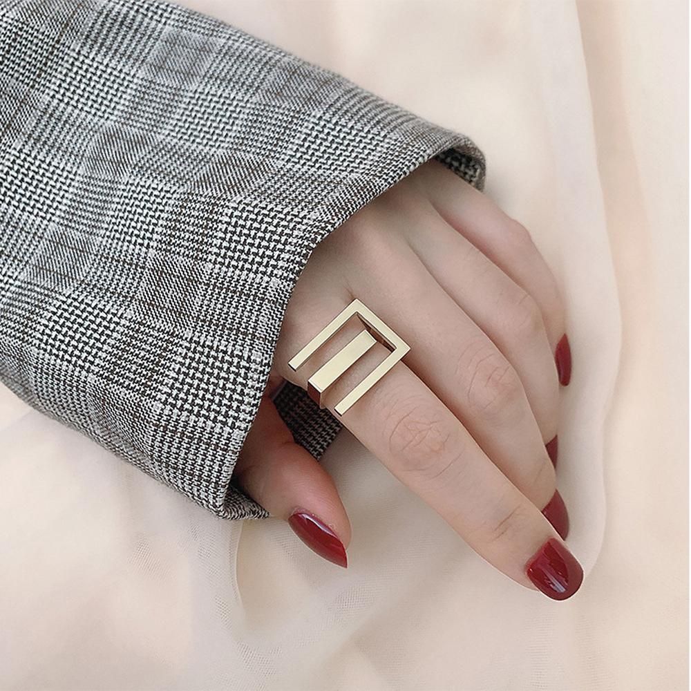 Party Accessories Geometric Gifts Girls Trendy Finger Rings Hollow Ring Rectangular Open Ring