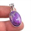Подвеска из натурального фиолетового медно-бирюзового драгоценного камня из чистого серебра 925 пробы 1,5 дюйма B6R37