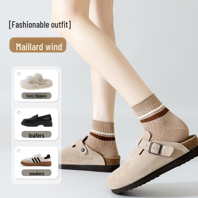 Женские короткие носки на весну и лето - мягкий хлопок с двойной вязкой Майяра, модный универсальный стиль.