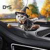 Halloween Wizard Cat Hanging Decoration Home Indoor Christmas Tree Car Rearview Mirror 2D Flat Acrylic Broom Kitten Hanging Ornament Animal Pendant