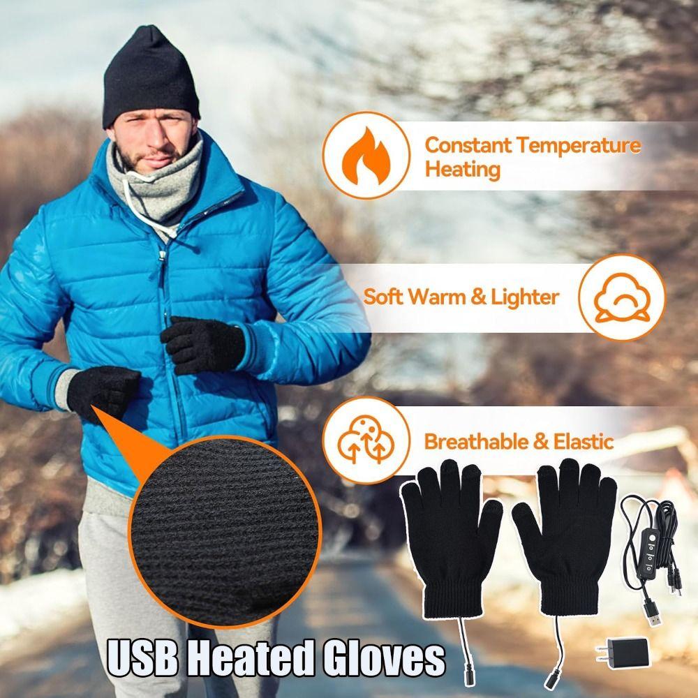 Winter USB Heated Gloves Warm Knitting Gloves New Winter Touchscreen Gloves for Indoor Outdoor