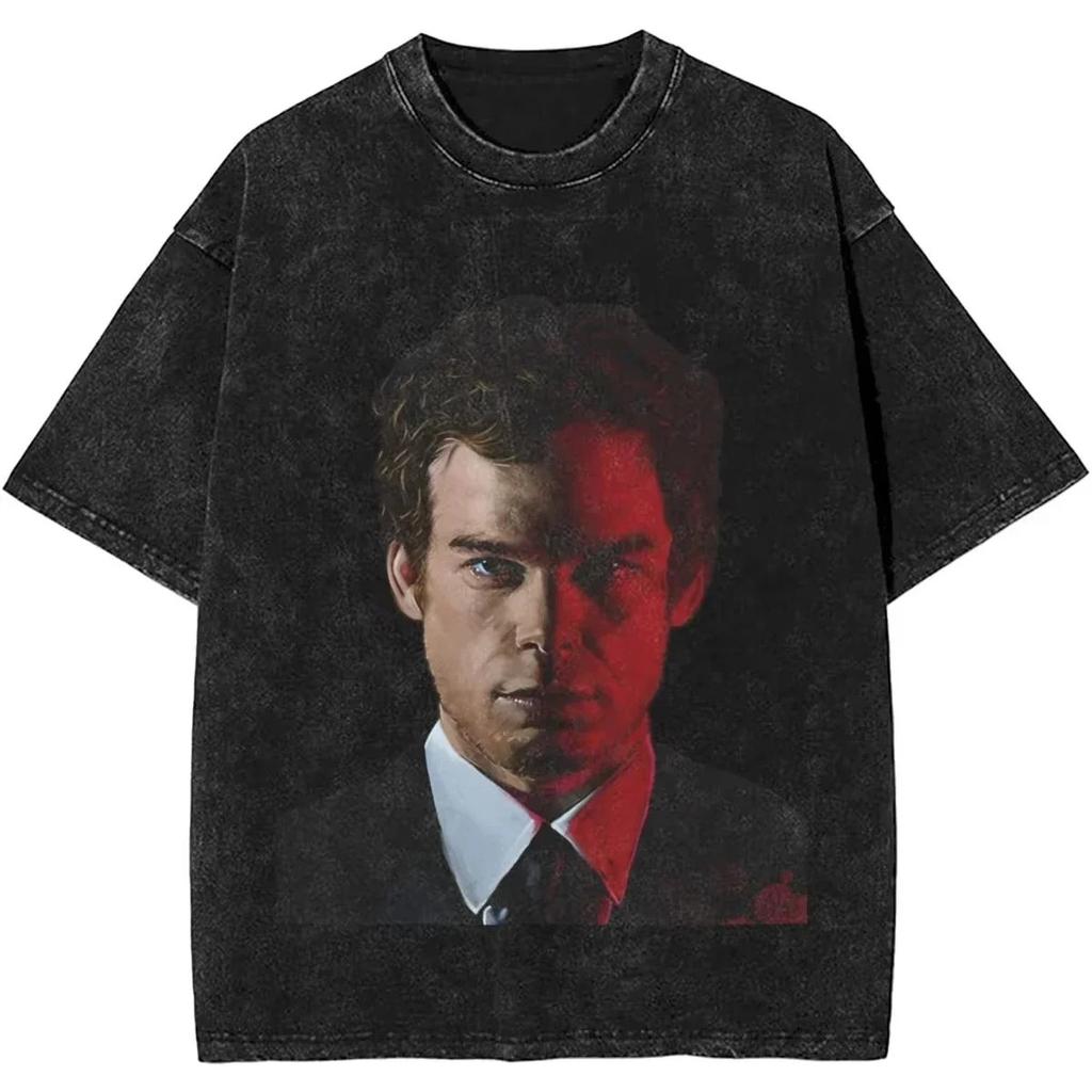 Новая футболка Dexter Morgan Edition, средний палец, ретро, модная, винтажная, стираная, летние топы Y2K, хлопок, мужские, женские, футболки с коротким рукавом