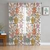 Линия цветных блоков, цветы, листья, прозрачные прозрачные шторы для спальни, праздничное украшение, оконная вуаль, тюлевая занавеска