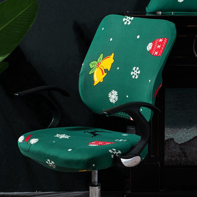 Чехол на вращающееся офисное кресло и подушку из эластичной ткани с принтом