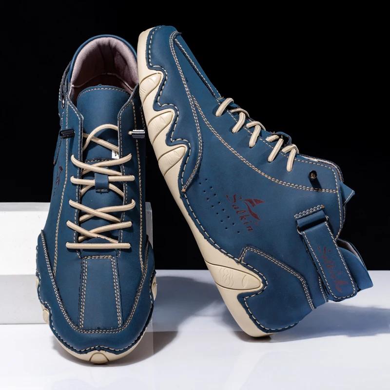 Мягкая кожаная мужская обувь из микрофибры, 8 цветов, ботильоны, модный дизайн, повседневная походная обувь ручной работы для мужчин