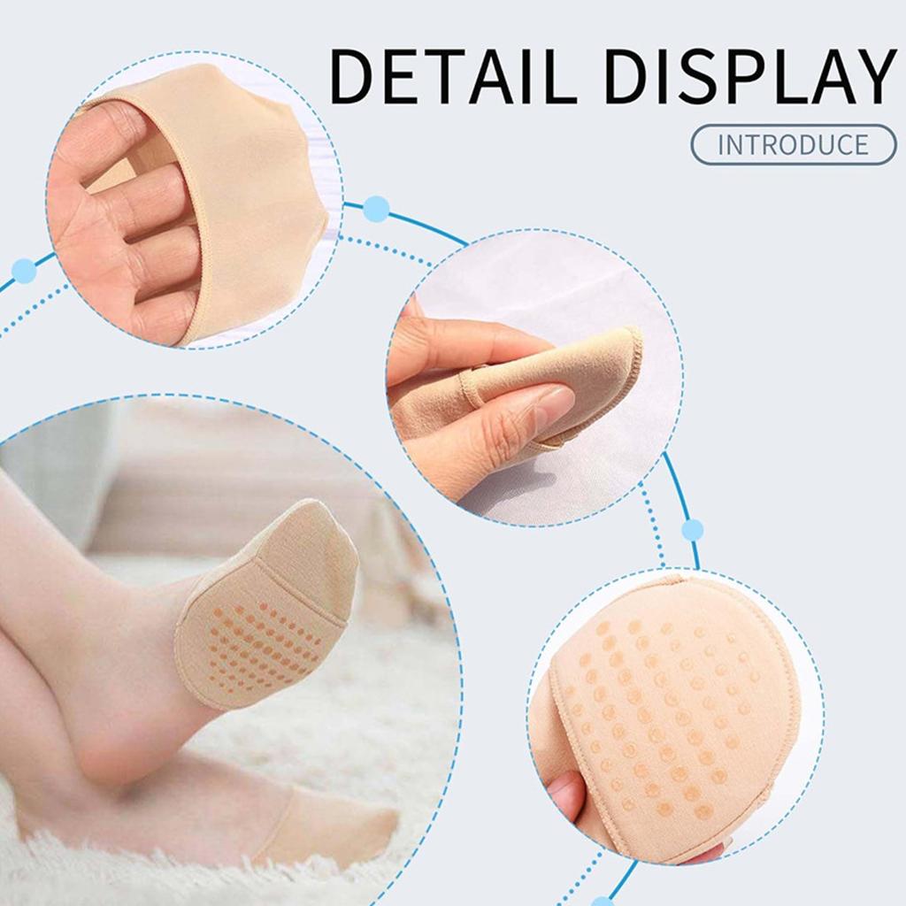 Metatarsal Sleeve Pads Ball of Foot Cushions with Soft Sponge and Silicone Dots Forefoot Cushioning Socks Non Skid Half Socks