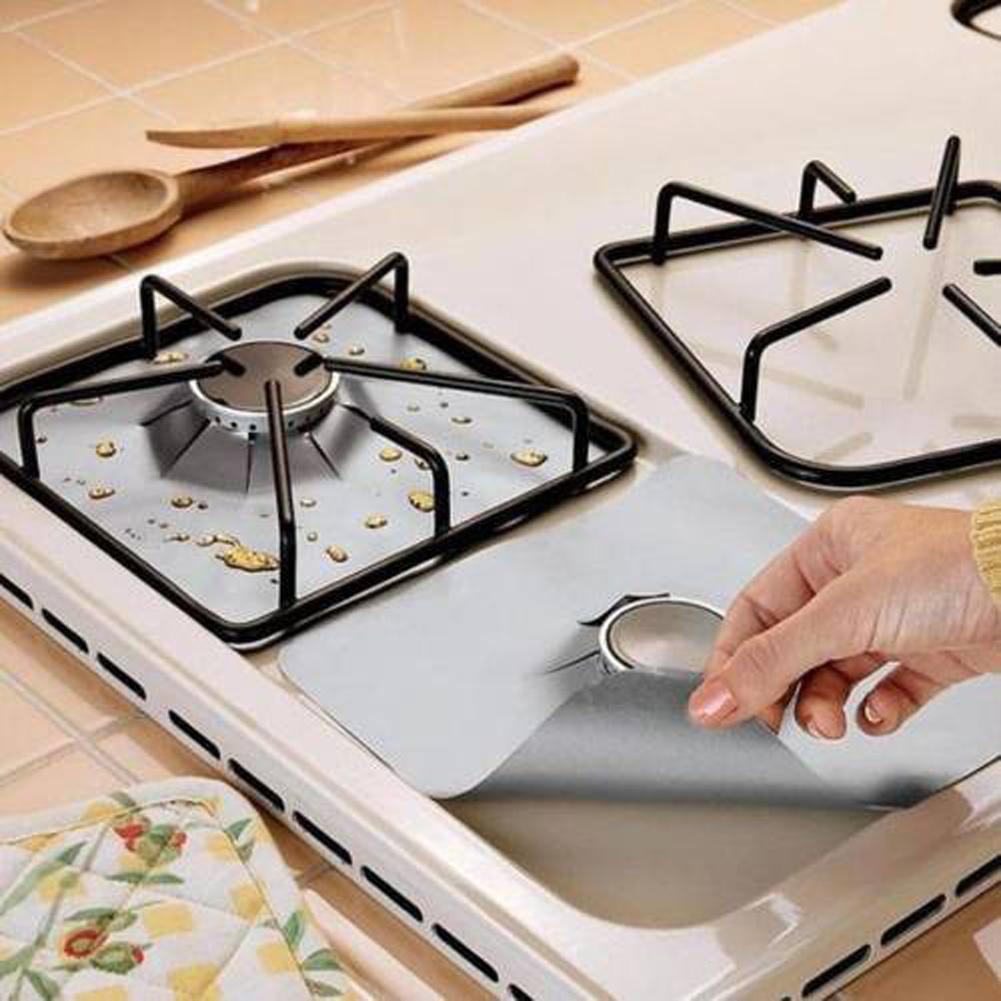 1/2/4pcs Stove Protector Cover Liner Non-Stick Aluminum Foil Dishwasher Safe Protective Foil Kitchen Accessories