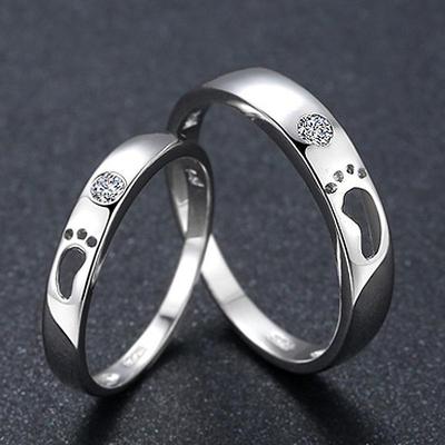 Следы Любви: Кольца для пар с мультяшным цирконом для мужчин и женщин