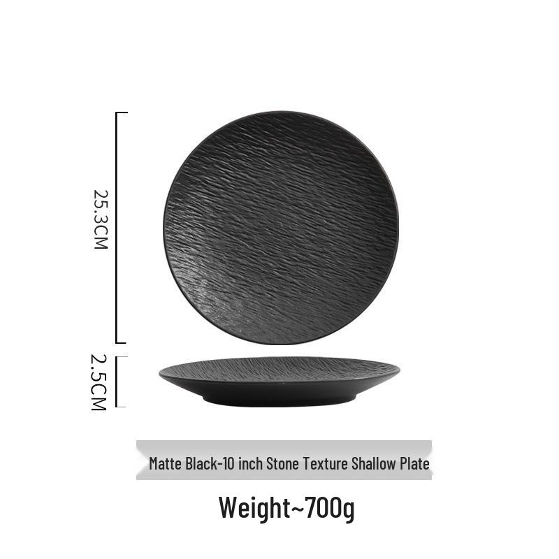 Черно-белая керамическая неглубокая тарелка пищевого класса - Роскошный стиль для обедов и завтраков