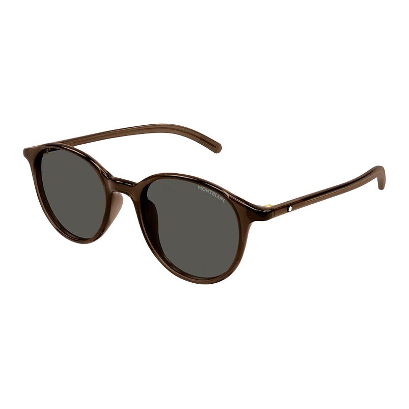 Montblanc Logo Decorated Design Round Sunglasses Men sunglasses Dark-Brown MB0326SA-003