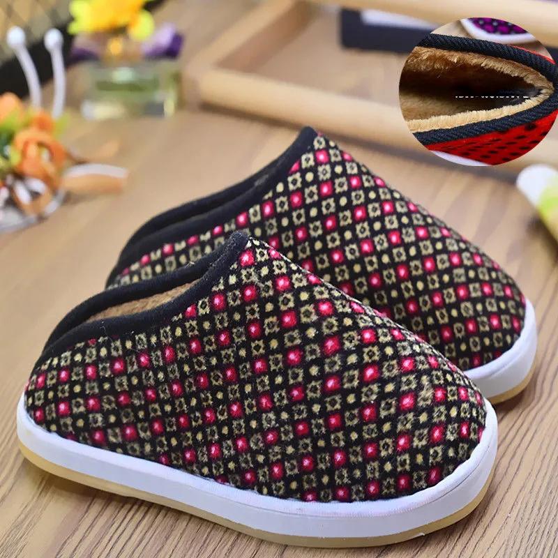 Women Winter Slippers Non Slip Home Plus Size Men Slides Thick Warm Cotton Shoes Women Slippers