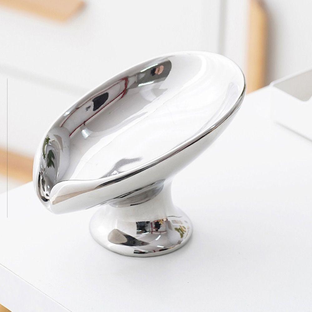 Leaf Shape Soap Dish Ceramic Bathroom Storage Holder Elegant Soap Rack Shower