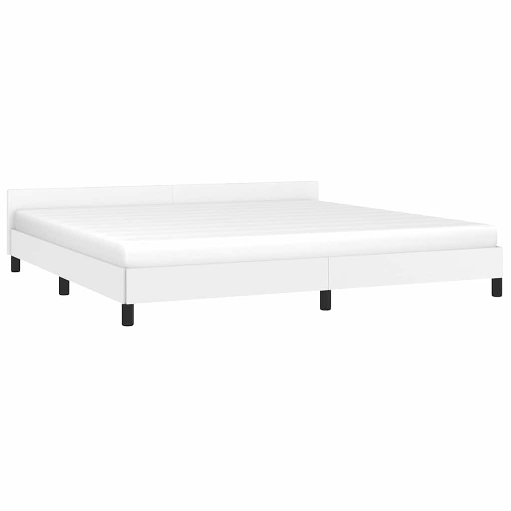 Bed Frame with Headboard Without Mattress White 200x200 cm
