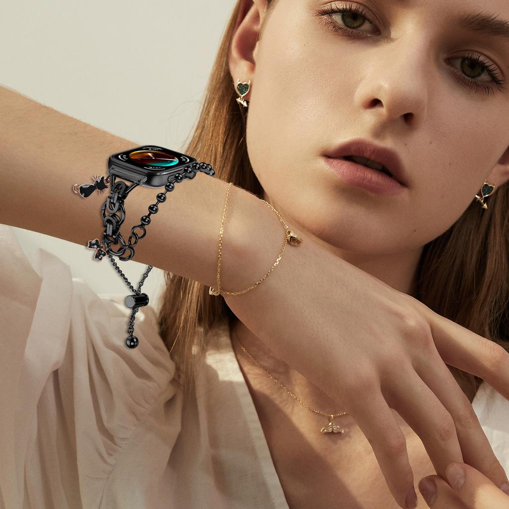 Металлический ремешок с двойной звеньевой цепью с гальваническим покрытием для Huawei Watch Fit 3/Watch 4/4 Pro, ремешок для часов со шнурком, регулируемый