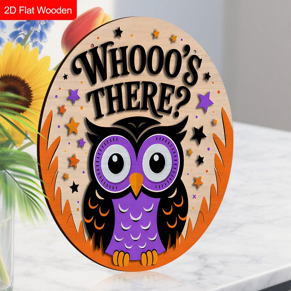 Funny Wooden Sign with Adorable Owls Pattern, Unique Decorative Plaques & Signs for Front Door, Wall Hanging Decor, Ideal Gift for Friend & Family