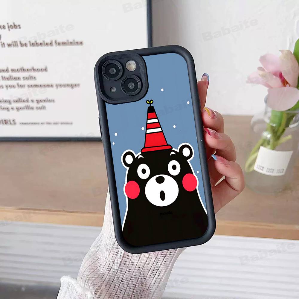 Kumamon For IPhone 17 Pro Max 16 15 14 13 12 11 Plus Black Soft Phone Cover