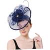 Navy Blue Veil Mesh Plumage Hair Clip and Headband, 20s Style Cocktail Tea Party Headpiece for Women Special Occasion Accessories
