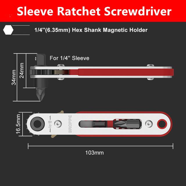 BROPPE Набор магнитных двусторонних отверток с храповым механизмом, прямоугольный 1/4 дюйма, шестигранный хвостовик, поворотная головка с трещоткой для узкого пространства, сделай сам