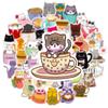50 шт. Мультяшные ручной работы кошки Кофейные наклейки Декали для ноутбука Мобильного телефона Багажа Скейтборда iPad Детских игрушек Водонепроницаемые St