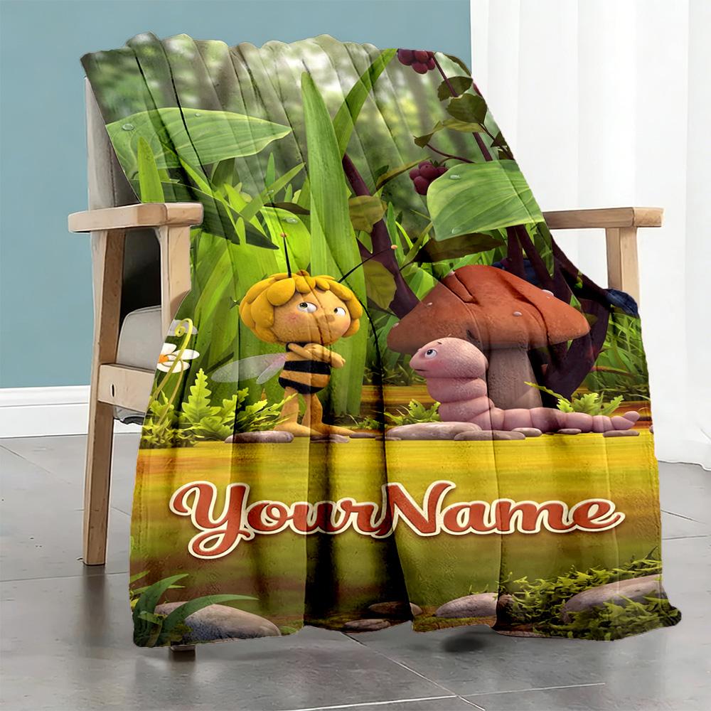 Biene Maja Personalized Name Blanket Cozy Customizable Blanket Soft & Cozy Great for Office Chair Living Room Picnics Bedding Four Seasons Universal