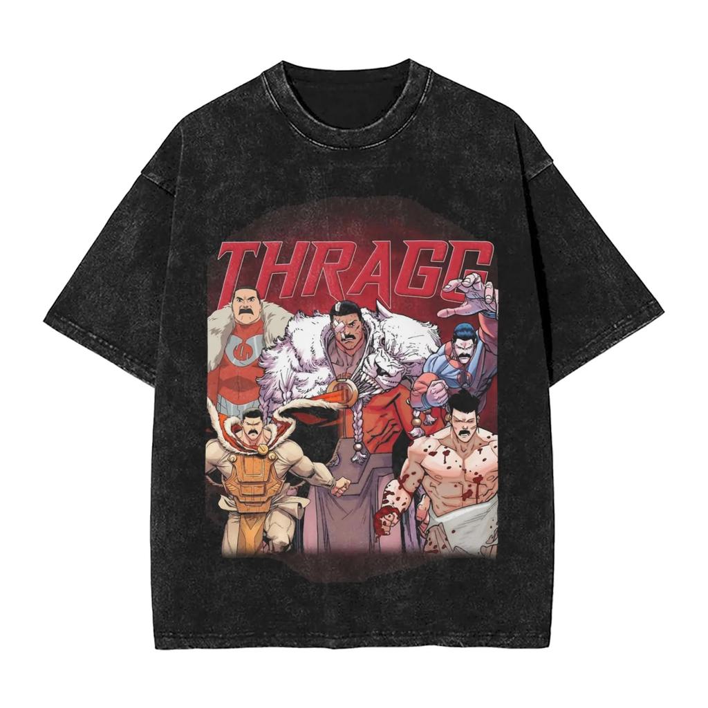 Battle Beast Invincible Comic T Shirt Hip Hop Washed Cotton Oversize T-Shirts Vintage Men Women Streetwear Printed Tee Shirt Female Male Clothing