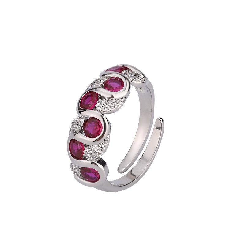 Ювелирные изделия Красное трапециевидное кольцо Серьги из красного корунда Серебряные иглы 925 пробы Модный комплект High Sense Fashion