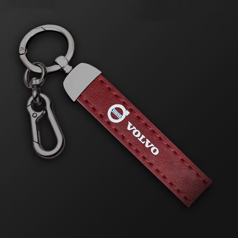 Leather Car Keychain Keyring Fob Pendant Lanyard For Volvo XC60 V50 XC90 S60 S40 S80l V90 V60 EX90 S90 XC40 Jewelry Accessories QP0
