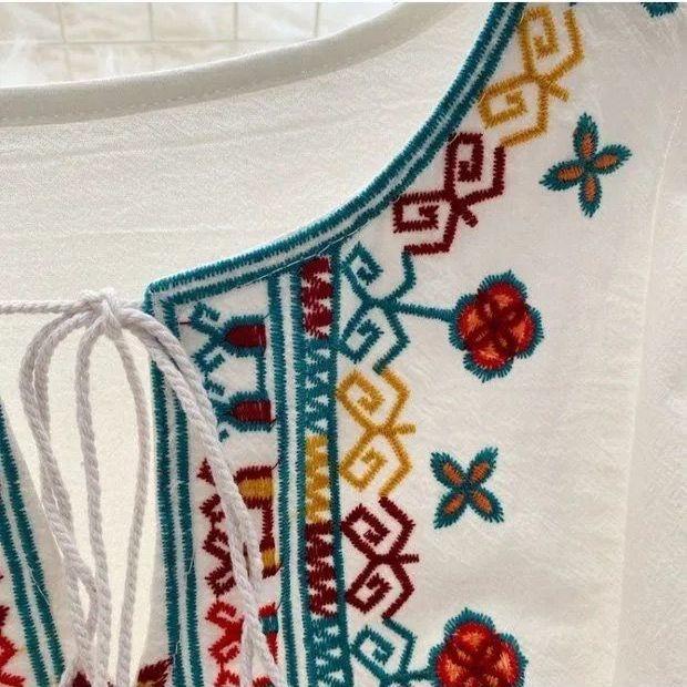 Пляжное платье макси с рукавами-фонариками в богемном стиле, женские платья с этническим принтом, универсальная мода