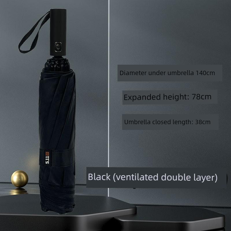 511 Extra Large Umbrella 140 Fully Automatic Folding Reinforced Wind-Resistant Dual-Use Sun and Rain Umbrella with Black Coating for Sun Protection