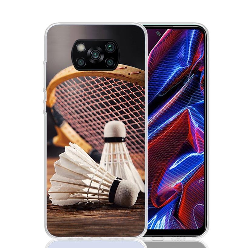 Спортивный чехол для телефона с бадминтоном для Xiaomi Poco X7 X6 X5 Pro F7 Ultra Redmi 15C 15 13 13C 12 12C 10 10A 10C 9 9A 9C 9T Чехол Poco X7