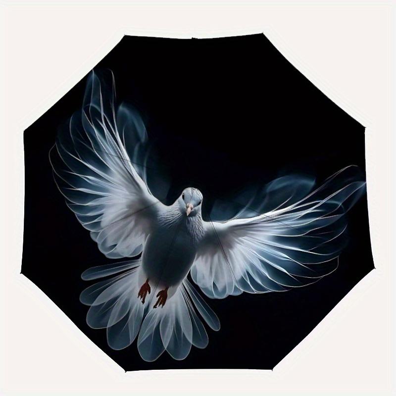1pc Feathered dove Automatic Open/close Folding Umbrella, Compact Portable Travel Umbrella,Durable Construction yy250814185