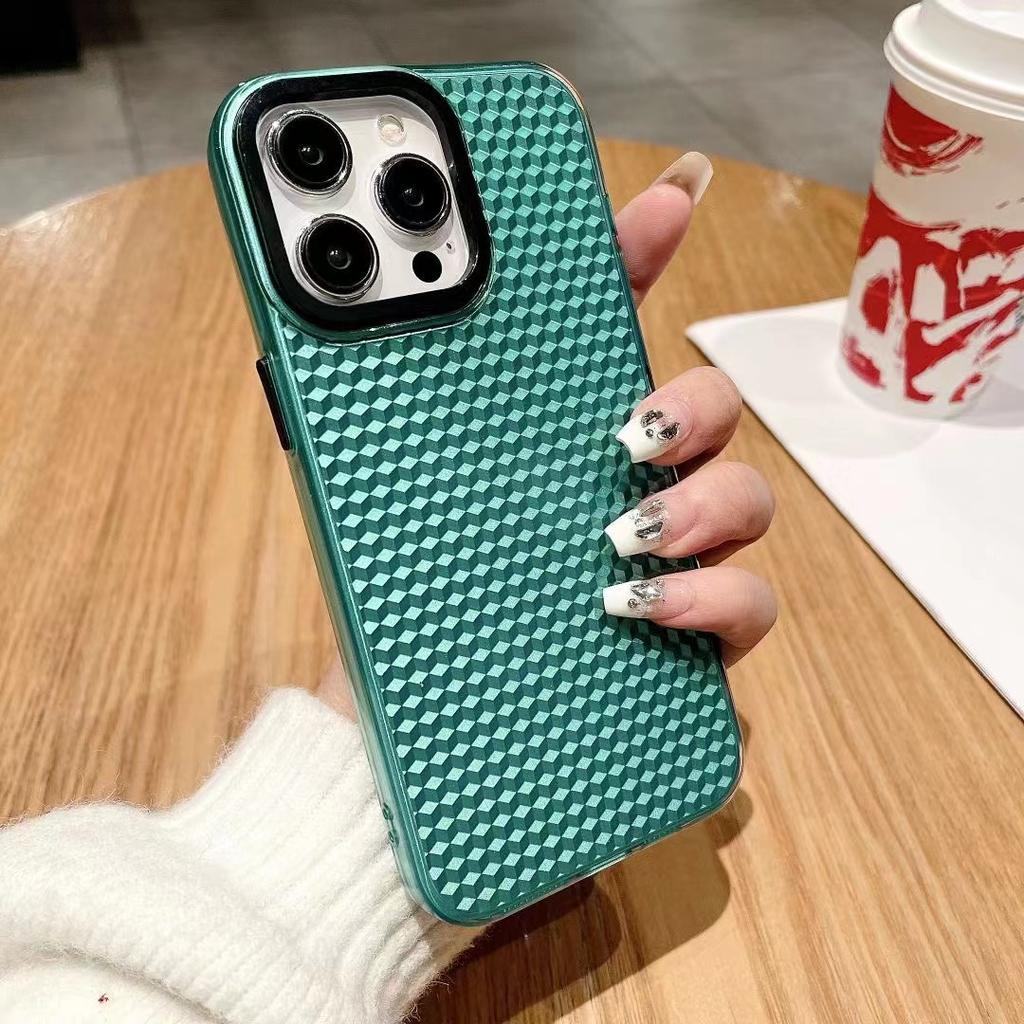Подходит для iPhone15 Чехол для мобильного телефона с алмазной текстурой Apple 14 Promax Японский и корейский высокоуровневый датчик гальванического покрытия Защитный чехол Мягкий